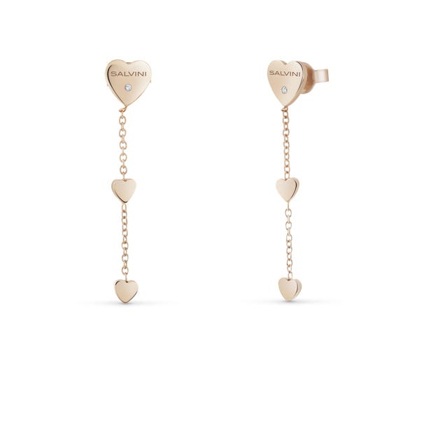 Orecchini in oro rosa 9 kt con diamante