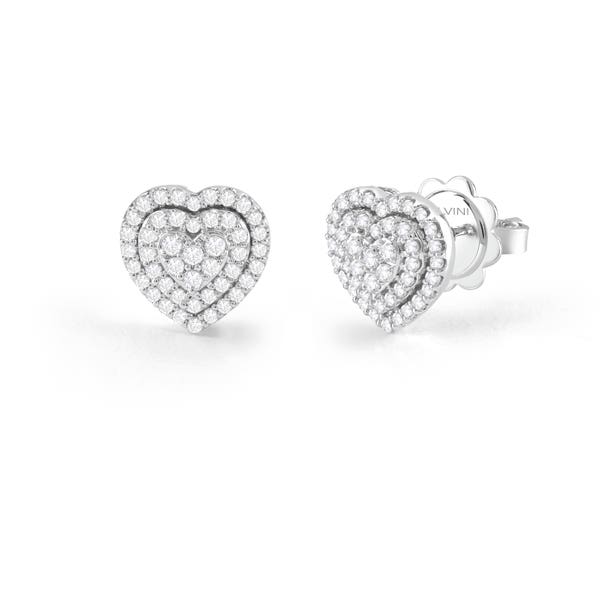 Orecchini in oro bianco con diamanti, 9.00 mm.
