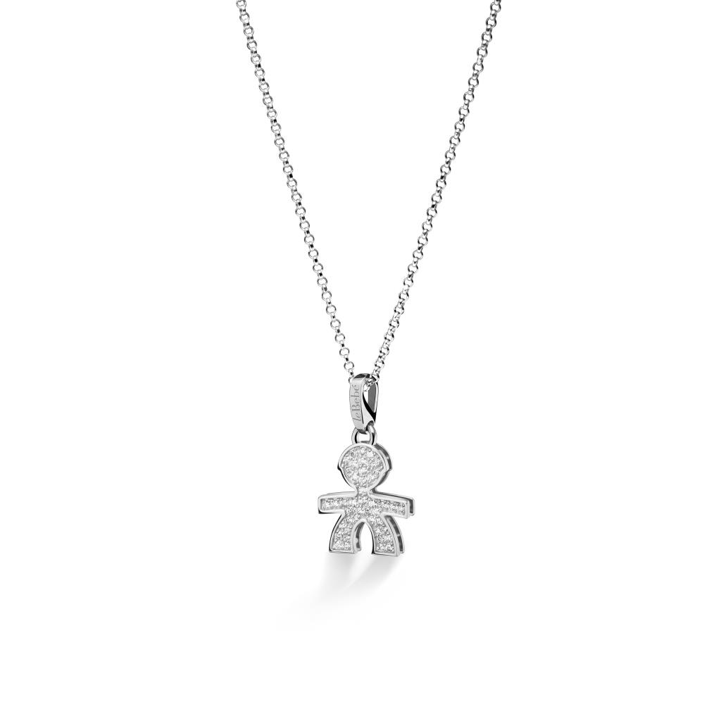 Collana leBebe LBB151 sagoma bimbo oro bianco diamanti ct 0,22