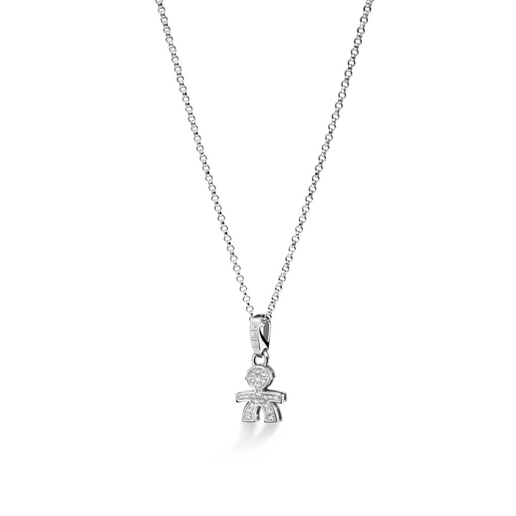 Collana leBebe LBB153 sagoma bimbo mini oro bianco ct 0,11