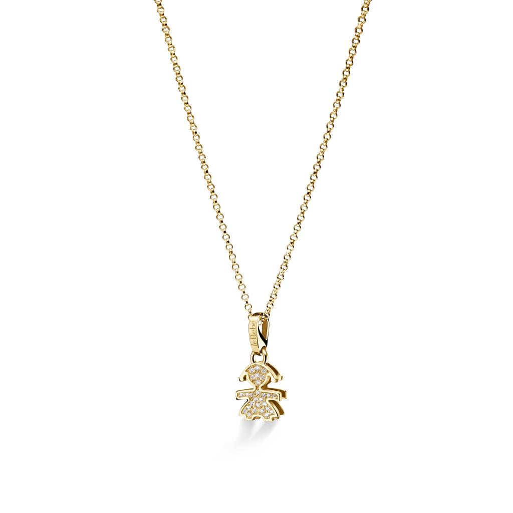 Collana leBebe LBB254 sagoma bimba mini oro giallo ct 0,11