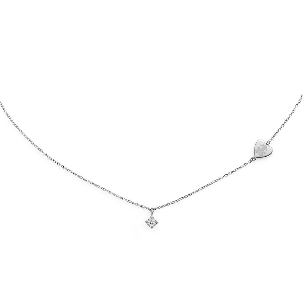 Collana leBebe LBB261 diamante 0,07ct cuore sagoma bimba
