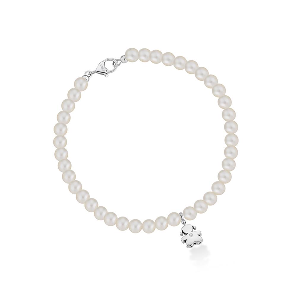 Bracciale leBebe LBB803 perle 4,5-5 mm bimba oro bianco diamante