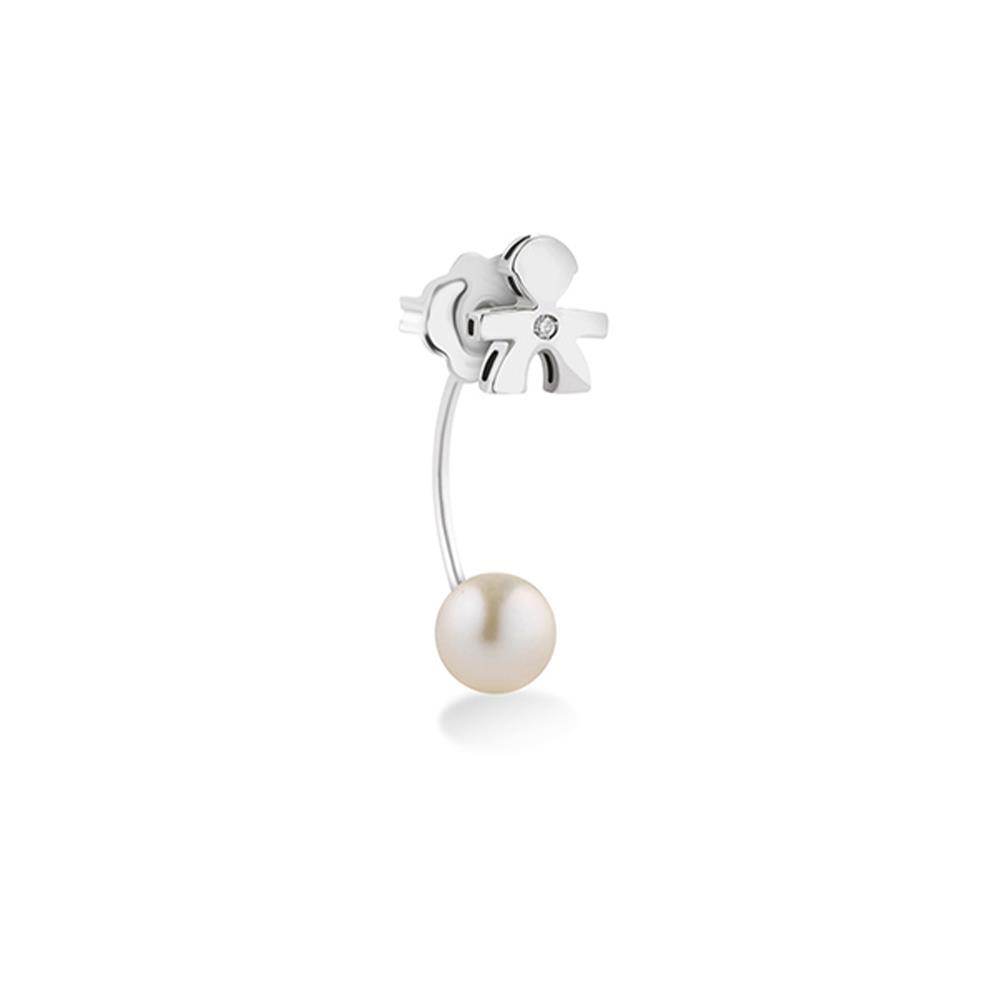 Mono orecchino leBebe LBB810 Perle bimbo oro bianco diamante ct 0,005