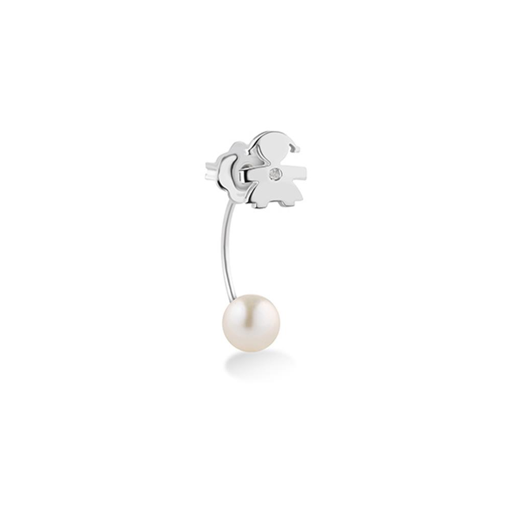 Mono orecchino leBebe LBB811 Perle bimba oro bianco diamante ct 0,005