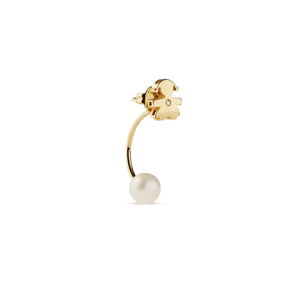 Mono orecchino leBebe LBB813 sagoma bimba perla diamante