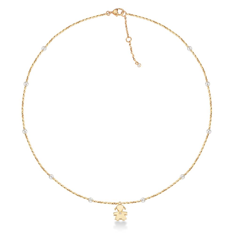 Collana leBebe LBB831 Perle 3-3,5 mm bimba oro giallo diamante ct 0,00...