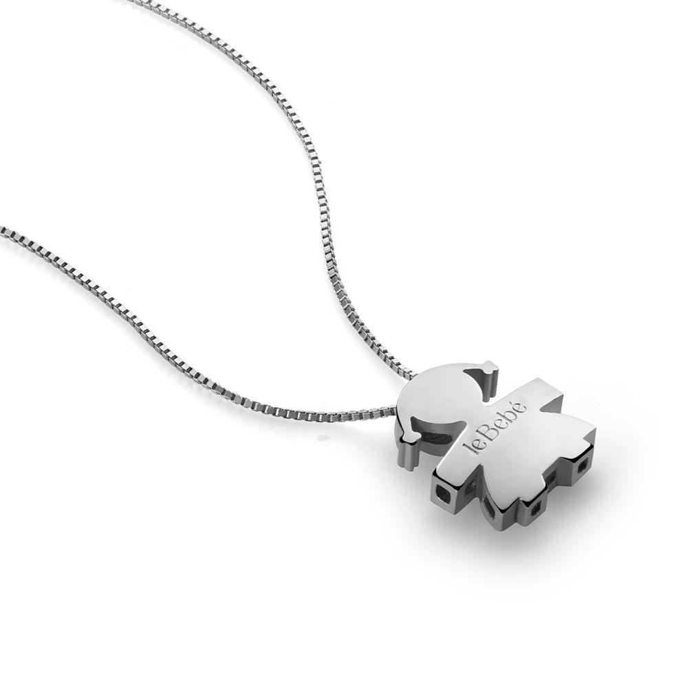 Collana leBebe LBB921 sagoma bimba oro bianco 18kt