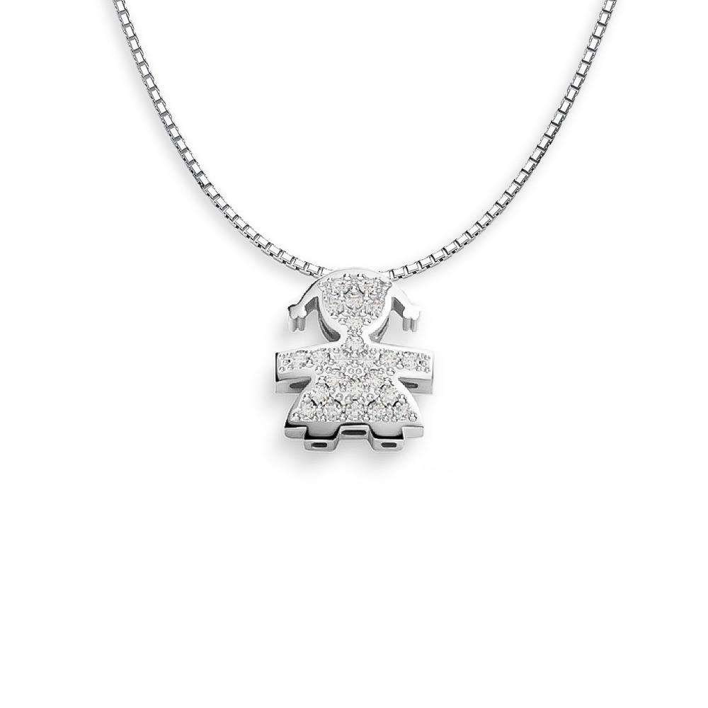 Collana leBebe LBB951 ciondolo sagoma bimba pavè